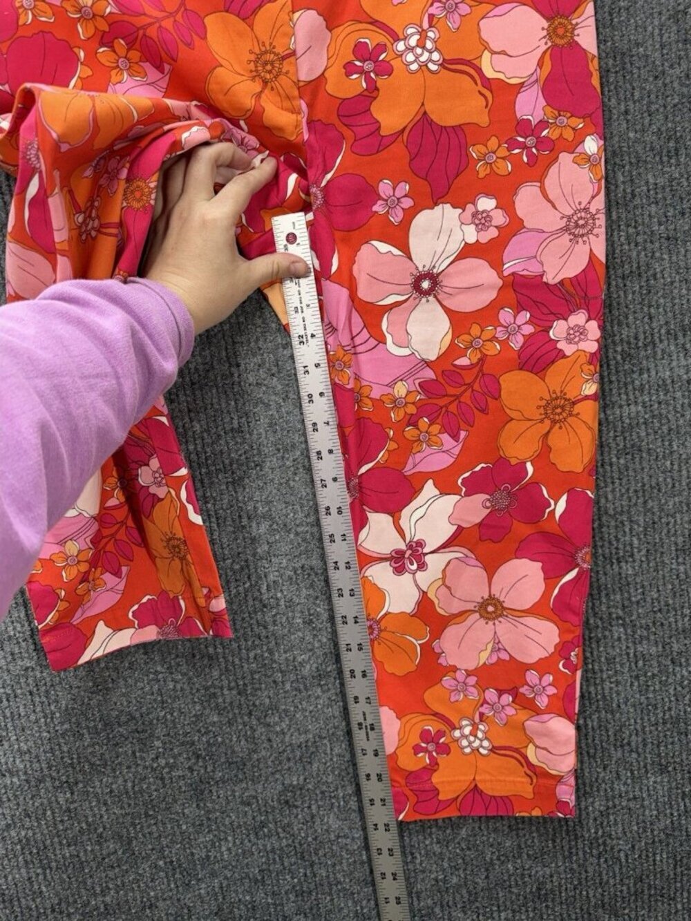 Talbots Perfect Crop Pants Womens 12P Petite Pink Orange Floral Flowers Chino - Picture 8 of 11